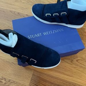 NEW!!!  Stuart Weiztman Blue Suede Speedwalk Sneakers
